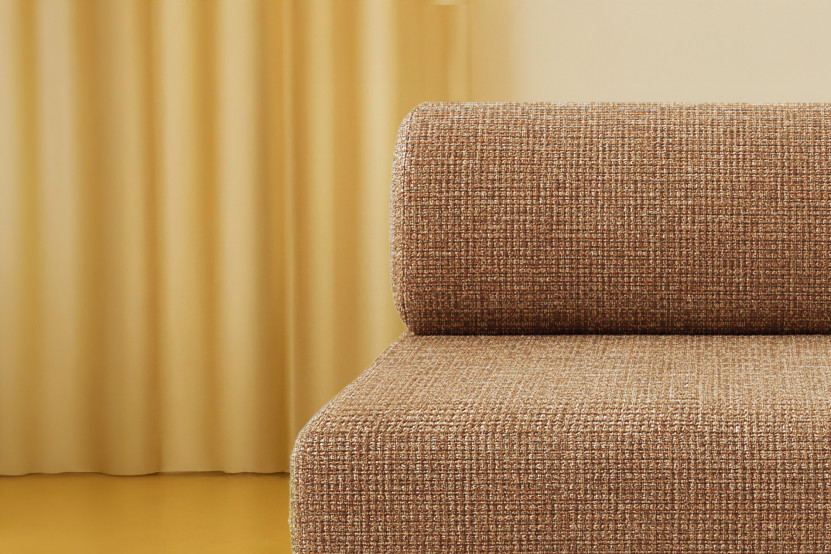 Canapé droit convertible 3 places - Tissu tweed - Marron