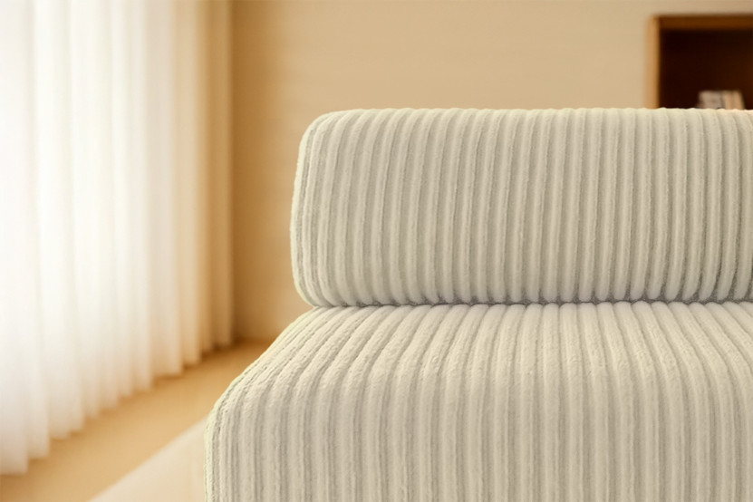 Canapé droit convertible 4 places - Velours côtelé XL - Beige