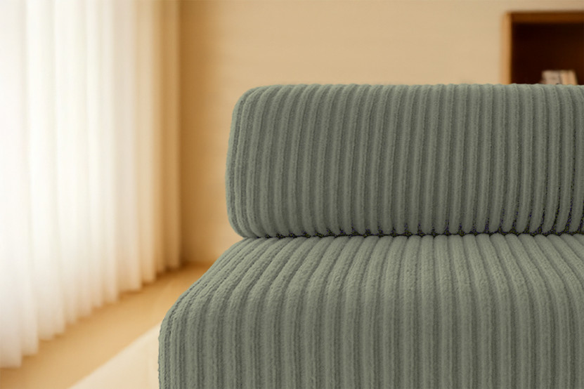 Canapé droit convertible et modulable 2 places - Velours côtelé XL - Vert
