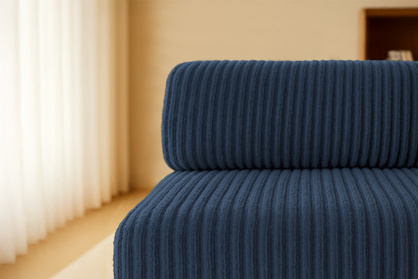 Canapé droit convertible 4 places - Velours côtelé XL - Bleu
