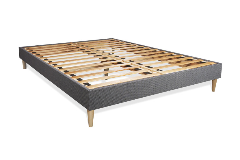 Ensemble Matelas Sommier 140x190 cm - Sommier Gris (en kit) - Actilatex Morpho