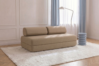 Canapé 3 places convertible et modulable - Tissu lisse Marron