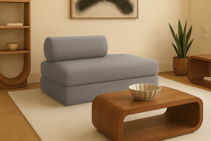 Canapé 2 places convertible et modulable - Tissu lisse Gris