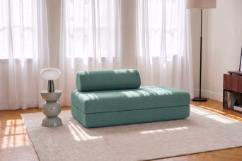 Canapé 2 places convertible et modulable - Tissu lisse Vert