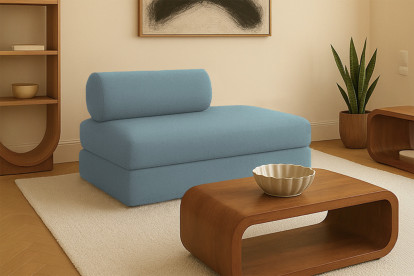 Canapé 2 places convertible et modulable - Tissu lisse Vert