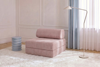 Fauteuil convertible et modulable - Velours côtelé Rose pâle
