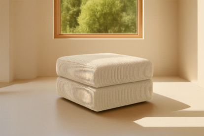 Pouf convertible et modulable - Velours côtelé Beige