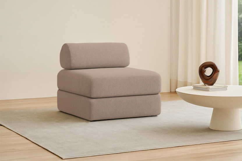 Fauteuil convertible et modulable - Tissu lisse Marron