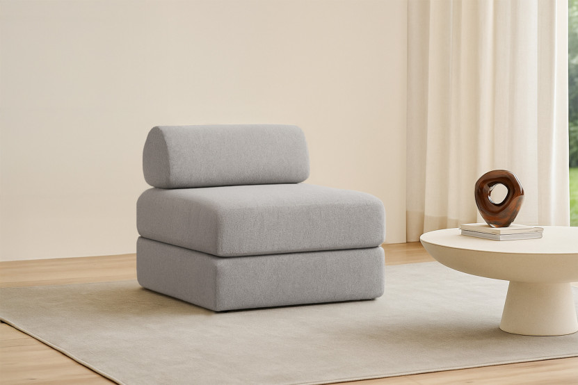 Fauteuil convertible et modulable - Tissu lisse Gris clair