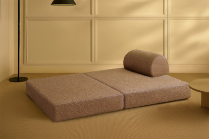 Canapé 2 places convertible et modulable - Tissu tweed Marron