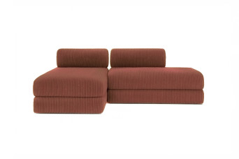 Canapé d'angle convertible 5 places - Velours côtelé XL - Terracotta