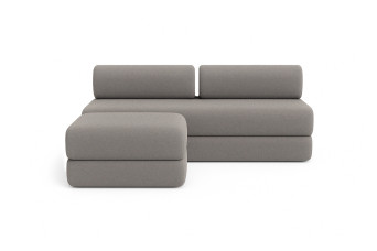 Canapé d'angle convertible 4 places - Tissu lisse - Gris