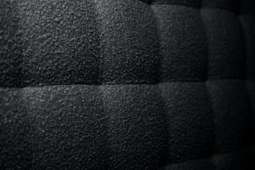 Lit coffre 160x200 cm avec Tête de lit capitonnée - Tissu Bouclette Noir