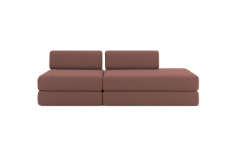 Canapé 3 places - 2 modules convertibles : Canapé 2 places + Fauteuil - Tissu lisse Terracotta