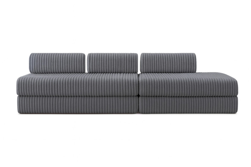 Canapé 5 places - 2 modules convertibles : Canapé 3 places + Canapé 2 places - Velours côtelé XL Gris