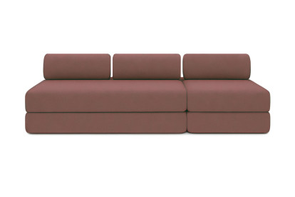 Canapé 4 places - 2 modules convertibles : Canapé 3 places + Fauteuil - Tissu lisse Terracotta