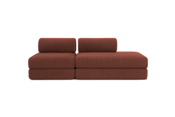 Canapé 3 places - 2 modules convertibles : Canapé 2 places + Fauteuil - Velours côtelé XL Terracotta Canapé 3 places - 2 modules convertibles : Canapé 2 places + Fauteuil - Velours côtelé XL Terracotta