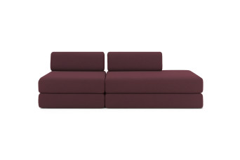 Canapé 3 places - 2 modules convertibles : Canapé 2 places + Fauteuil - Tissu lisse Rouge