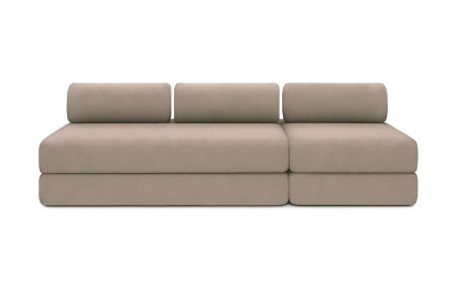 Canapé 4 places - 2 modules convertibles : Canapé 3 places + Fauteuil - Tissu lisse Taupe