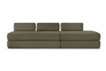 Canapé 5 places - 2 modules convertibles : Canapé 3 places + Canapé 2 places - Velours côtelé Vert
