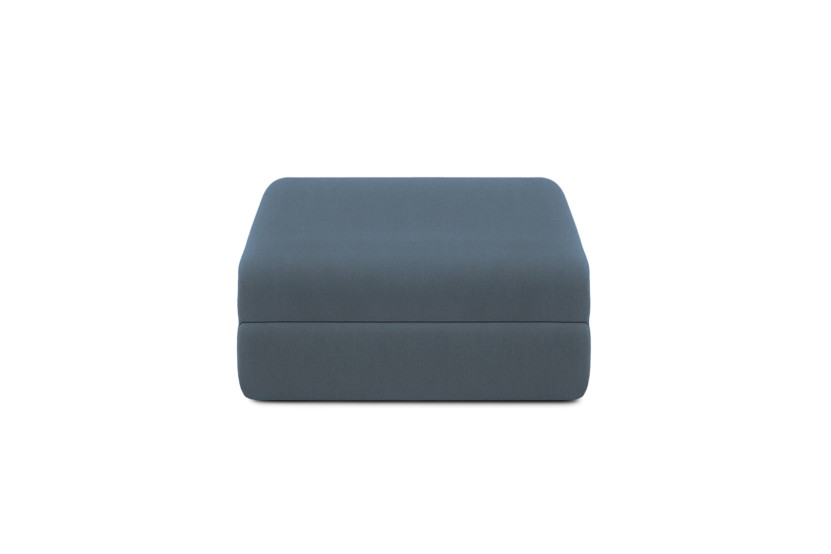 Canapé d'angle 6 places - 3 modules convertibles : Canapé 3 places + Fauteuil + Pouf - Tissu lisse Bleu