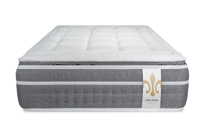 Ensemble Matelas Sommier 90x190 cm - Sommier Gris (déjà monté) - Trente PLUS