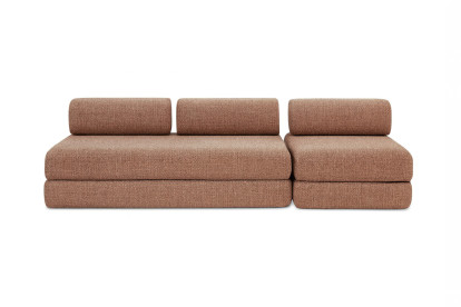 Canapé 4 places - 2 modules convertibles : Canapé 3 places + Fauteuil - Tissu tweed Rouge