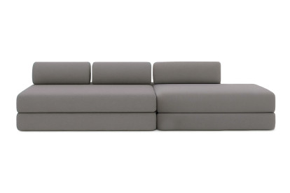 Canapé 5 places - 2 modules convertibles : Canapé 3 places + Canapé 2 places - Tissu lisse Gris