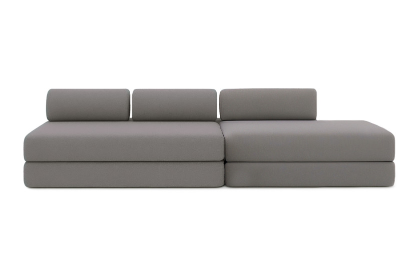 Canapé 5 places - 2 modules convertibles : Canapé 3 places + Canapé 2 places - Tissu lisse Gris
