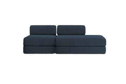 Canapé 3 places - 2 modules convertibles : Canapé 2 places + Fauteuil - Velours côtelé Bleu