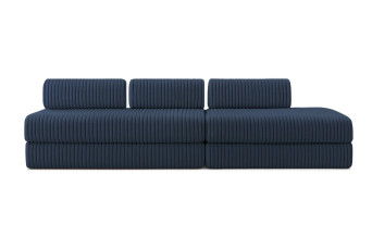 Canapé 5 places - 2 modules convertibles : Canapé 3 places + Canapé 2 places - Velours côtelé XL Bleu