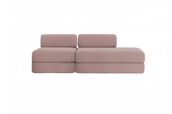 Canapé 3 places - 2 modules convertibles : Canapé 2 places + Fauteuil - Velours côtelé Rose pâle