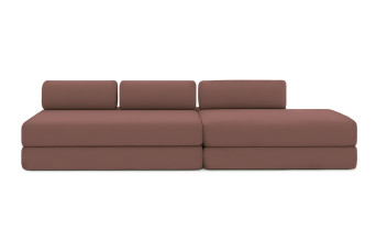 Canapé 5 places - 2 modules convertibles : Canapé 3 places + Canapé 2 places - Tissu lisse Terracotta