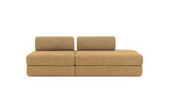 Canapé 3 places - 2 modules convertibles : Canapé 2 places + Fauteuil - Tissu tweed Jaune