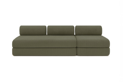 Canapé 4 places - 2 modules convertibles : Canapé 3 places + Fauteuil - Velours côtelé Vert