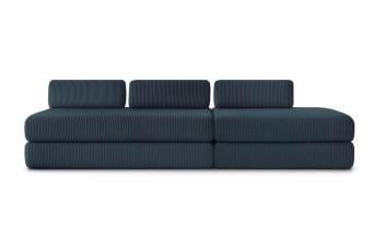 Canapé 5 places - 2 modules convertibles : Canapé 3 places + Canapé 2 places - Velours côtelé Bleu