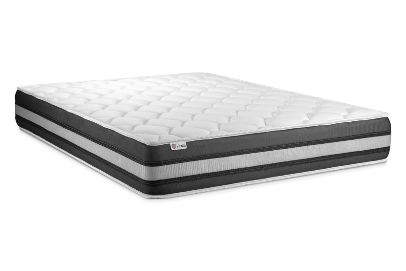 Ensemble Matelas Sommier 160x200 cm - 2 Sommiers Noir - Vitalspring Zen