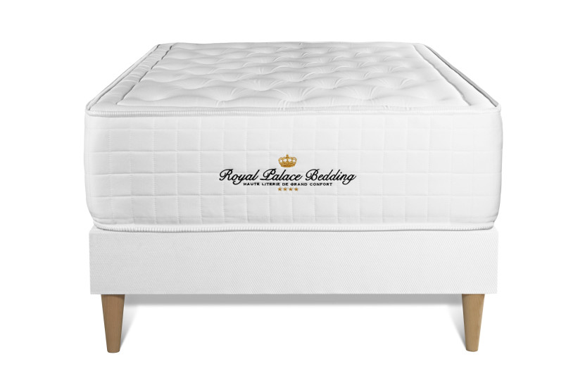 Ensemble Matelas Sommier 90x200 cm - Sommier Blanc (en kit) - Buckingham