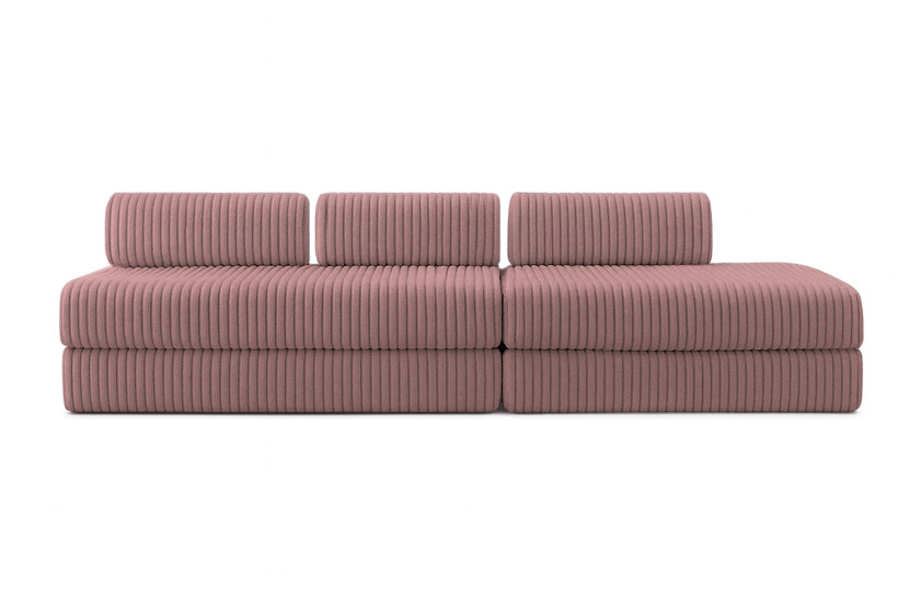 Canapé 5 places - 2 modules convertibles : Canapé 3 places + Canapé 2 places - Velours côtelé XL Rose