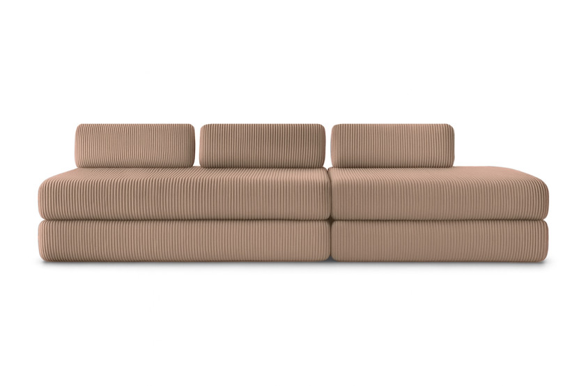 Canapé 5 places - 2 modules convertibles : Canapé 3 places + Canapé 2 places - Velours côtelé Taupe