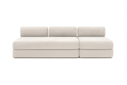 Canapé 4 places - 2 modules convertibles : Canapé 3 places + Fauteuil - Velours côtelé Blanc