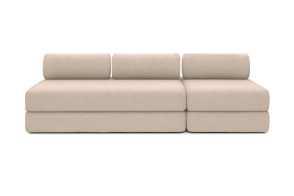 Canapé 4 places - 2 modules convertibles : Canapé 3 places + Fauteuil - Tissu lisse Beige