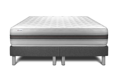 Ensemble Matelas Sommier 160x200 cm - 2 Sommiers Gris - Vitalmemo Back