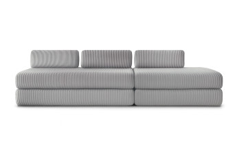 Canapé 5 places - 2 modules convertibles : Canapé 3 places + Canapé 2 places - Velours côtelé Gris clair