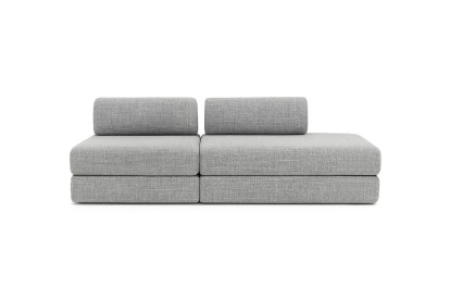 Canapé 3 places - 2 modules convertibles : Canapé 2 places + Fauteuil - Tissu tweed Gris