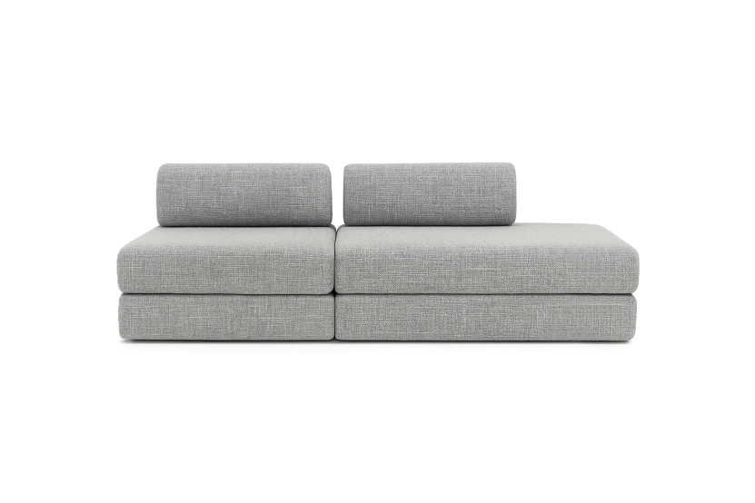 Canapé 3 places - 2 modules convertibles : Canapé 2 places + Fauteuil - Tissu tweed Gris