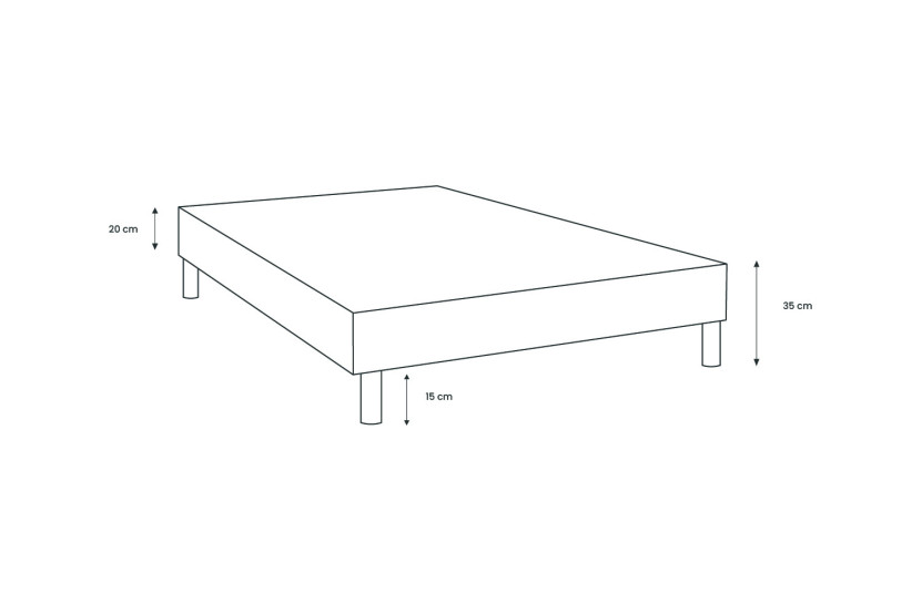 Sommier Tapissier 90x190 cm - H35 cm - Bouclette - Gris