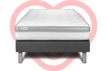 Ensemble Matelas Sommier 90x200 cm - Sommier Gris (en kit) - Vital Relax