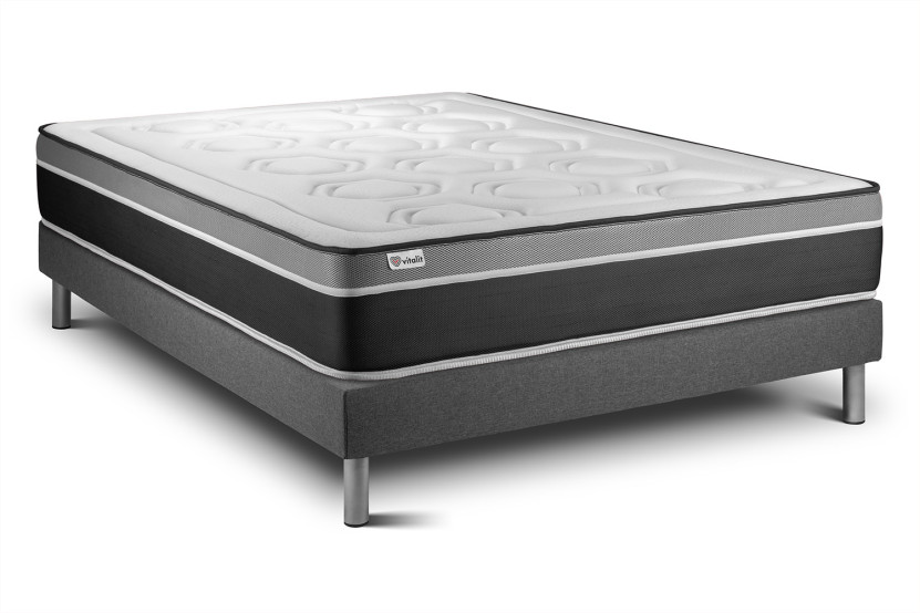 Ensemble Matelas Sommier 180x200 cm - Sommier Gris (en kit) - Vital Care