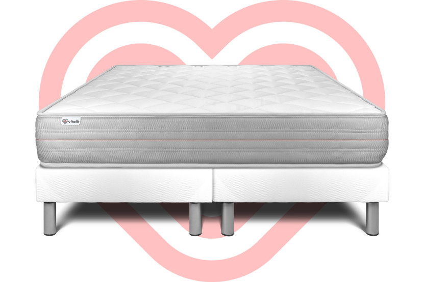 Ensemble Matelas Sommier 200x200 cm - 2 Sommiers Blanc - Vitalmemo